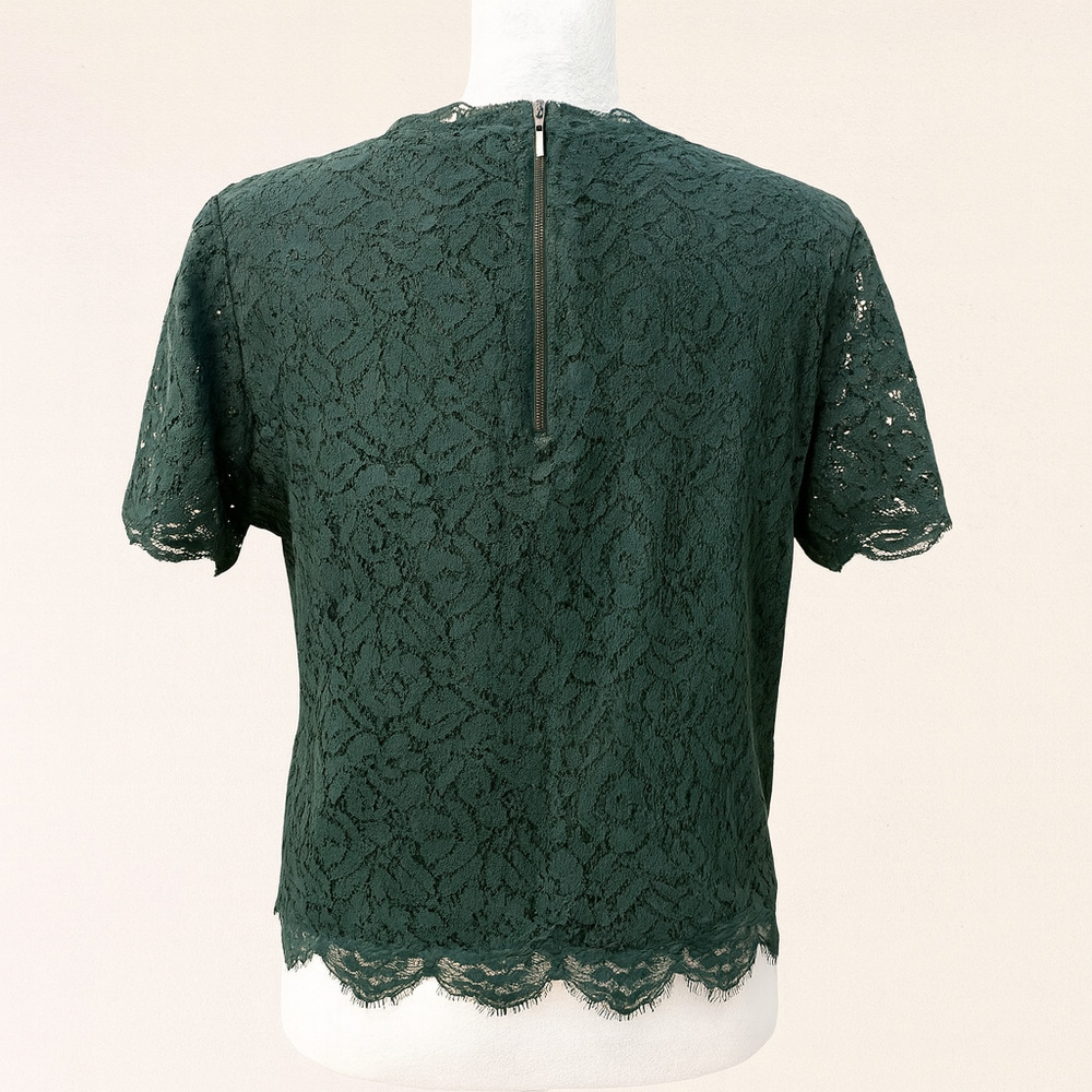 Adiva Womens L Forrest Green Lace Top Cottagecore Romantic Feminine Garden Y2K - Picture 2 of 16